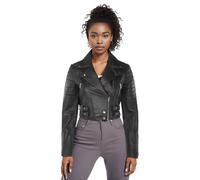 Infinity Leather Brando kurze Bikerjacke aus Leder, Bellville (kurz geschnitten) - Schwarz EU 38 / UK 10