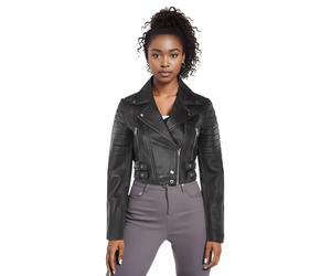 Infinity Leather Brando kurze Bikerjacke aus Leder, Bellville (kurz geschnitten) - Schwarz EU 48 / UK 20