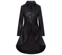 Infinity Leather Damen-Gothic-Ledermantel in Voller Länge, Schwarz, Viktorianisch, Ausgestellt, Goth-Punk