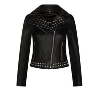 Infinity Leather Damen Schwarz Leder Nietenbesetzte Biker-Gothic-Jacke