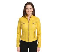 Infinity Leather Damenmode, Klassische, Echte Lederjacke in Gelb, Schmale Passform