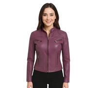 Infinity Leather Damenmode, Klassische, Echte Lederjacke in Lila, Schmale Passform