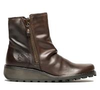 Infinity Leather FLY Damen MON944 Chelsea-Stiefel aus Leder mit Keilabsatz und Reißverschluss, Braun