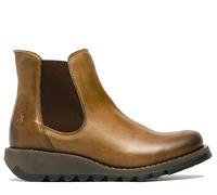 Infinity Leather FLY Damen SALV Chelsea-Stiefel aus Leder mit lässigem Keilabsatz, Kamel