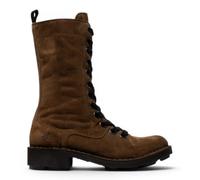 Infinity Leather Fly NOLE Damen-Schnürstiefeletten aus braunem Leder mit Reißverschluss, lässiger Kampfstil