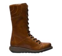 Infinity Leather Fly Ster Damen-Schnürstiefeletten aus braunem Leder mit Reißverschluss, lässiger Kampfstil