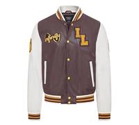Infinity Leather Herren-Baseball-Burgund-weiße Letterman-Bomberjacke aus Leder