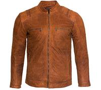 Infinity Leather Herren Beiläufig Bräunen Buff Leder Cafe Rennfahrer Radfahrer Jacke 4XL