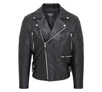 Infinity Leather Herren-Brando-Bikerjacke aus schwarzem Rindsleder