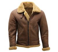 Infinity Leather Herren Braun B3 Shearling Schaffell WW 2 Bomber Leder Fliegend Flieger Jacke XS