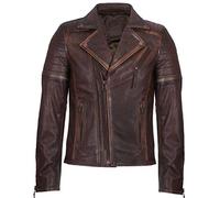Infinity Leather Herren Braun Schlank Fit Kreuz Zip Jahrgang Brando Bikerjacke aus Leder XL