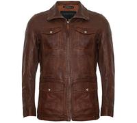 Infinity Leather Herren Casual Bräunen Braun Lederjacke Mit Regenmantel Mit Mehreren Taschen L