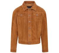 Infinity Leather Herren Jeansjacke aus Ziegenwildleder, Trucker, lässiges Denim-Lederhemd