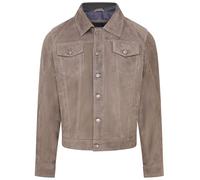 Infinity Leather Herren Jeansjacke aus Ziegenwildleder, Trucker, lässiges Denim-Lederhemd
