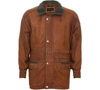 Infinity Leather Herren Klassisch Bräunen Contrast Weiches, Geschmeidiges Wildleder Buff Mantel Parka Winter Outdoor Jacke Normale Passform 2XL