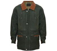 Infinity Leather Herren Klassisch Grün Contrast Weiches, Geschmeidiges Wildleder Buff Mantel Parka Winter Outdoor Jacke Normale Passform 4XL