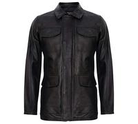 Infinity Leather Herren Klassisch Schwarz Echtes Leder Safari Parker Graben Jacke 3XL