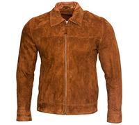 Infinity Leather Herren Retro Bräunen 100% Ziegenleder Wildleder Harington Radfahrer Jacke 2XL