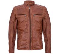 Infinity Leather Herren Vintage Gesteppte Bräunen Leder Bikerjacke Racing mit Reißverschluss M