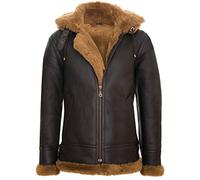 Infinity Leather Herrenjacke Echtleder Schaffell Aviator Piloten Design Bomber B3 Still Braun Ingwer