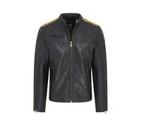 Infinity Leather Klassische gesteppte Bikerjacke aus Leder, gesteppte Einsätze, Meridian - Schwarz 2XL