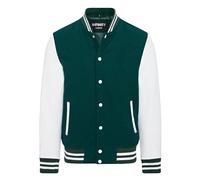 Infinity Leather Letterman Baseball Bomberjacke aus Grünem, Wollweißem Leder im College-Stil