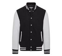 Infinity Leather Letterman Baseball Varsity Bomberjacke Aus Schwarzem, Wollgrauem Leder