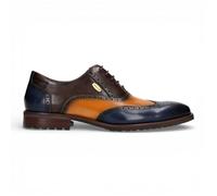 Infinity Leather Lorenzo Conti Antonin 01 Herren-Brogue Oxford-Schuhe aus Blau Braunem Leder, Elegant und Leger