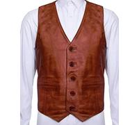 Infinity Leather Männer Ziege Wildleder Klassisch Smart Bräunen Leder Weste 2XL