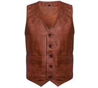 Infinity Leather Männer Ziege Wildleder Klassisch Smart Bräunen Leder Weste XL