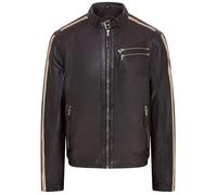 Infinity Leather Schwarze Cafe Racer-Bikerjacke aus gestreiftem Leder für Herren