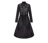Infinity Leather Schwarzer Edwardianischer Gothic Punk Ledermantel in Voller Länge Für Damen