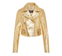 Infinity Leather verkürzte Brando-Bikerjacke aus Leder - Gold EU 36 / UK 8