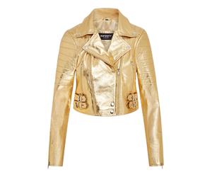 Infinity Leather verkürzte Brando-Bikerjacke aus Leder - Gold EU 38 / UK 10