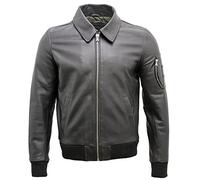 Infinity Männer A2 Schwarz Rindsleder Analine Leder Bomber Jacke L