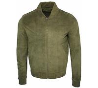Infinity Männer Khaki Ziege Wildleder Bomber Varsity Jacke S