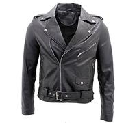 Infinity Männer Leger Brando Beiläufige Schwarz e Bikerjacke aus Leder XS