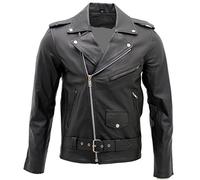 Infinity Männer stilvolle Brando Beiläufige Schwarze Bikerjacke aus Leder S