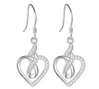 Infinity Ohrringe Damen 925 Sterling Silber Infinity Herz Hängend Ohrringe Unendlichkeit Ohrringe Herzform Mit Zirkonia Unendlichkeit Schmuck Geschenk für Mutter Frau Freundin