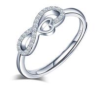 Infinity Unendlichkeit Symbol mit Liebe Herz Damen Ring 925 Sterling Silber Zirkonia Jahrestag Ring Vertrauensring Verstellbar