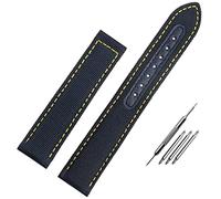 INFRI Uhrenarmband für Omega Seamaster 300 AT150, Stoff, Leder, Nylon, Aqua Terra 150, 19 mm, 20 mm, Blau / Schwarz, 19 mm