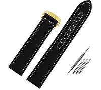 INFRI Uhrenarmband für Omega Seamaster 300 AT150, Stoff, Leder, Nylon, Aqua Terra 150, 19 mm, 20 mm, Blau / Schwarz, 20 mm