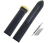 INFRI Uhrenarmband für Omega Seamaster 300 AT150, Stoff, Leder, Nylon, Aqua Terra 150, 19 mm, 20 mm, Blau / Schwarz, 19 mm