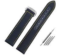 INFRI Uhrenarmband für Omega Seamaster 300 AT150, Stoff, Leder, Nylon, Aqua Terra 150, 19 mm, 20 mm, Blau / Schwarz, 19 mm