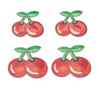 INFUNLY 4 Stück Kirsch-Pailletten-Aufnäher Zum Aufbügeln, 2 Stile, Rote Kristall-Pailletten-Applikationen, Bestickte Aufnäher, Pailletten-Stoffflicken Für Kleidung, Jeans, Jacken, Handtaschen, Schuhe,