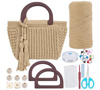 INFUNLY DIY Häkeltaschen Set für Anfänger Erwachsene Khaki Tasche Häkelset mit Schritt für Schritt Videoanleitungen Tragetasche Häkelstarter Set mit Quasten Griff Häkeltaschen Kit