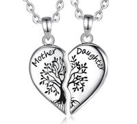 INFUSEU Lebensbaum Kette Muttertagsgeschenk Mama Tochter Halskette 2er Set Herz Anhänger Baum des Lebens Schmuck Teilbar Freundschaftskette Damen Geschenk für Mama Tochter