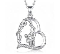INFUSEU Muttertagsgeschenk für Mama von Tochter Sohn Herz Halskette Eltern Kind Figur als Symbol für Familie Liebe Schmuck zum Muttertag