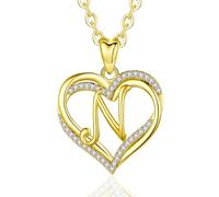 INFUSEU Schmuck Damen Buchstaben L, Halskette Initial Herz Letter Schmuck 18K Gold Cubic Zirconia CZ Anhänger Halsketten für Damen Weibliche Geschenke Romantisch, 20 Zoll Kette