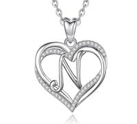 INFUSEU Schmuck Damen Buchstaben L, Halskette Initial Herz Letter Schmuck Cubic Zirconia CZ Anhänger Halsketten für Damen Weibliche Geschenke Romantisch, 20 Zoll Kette